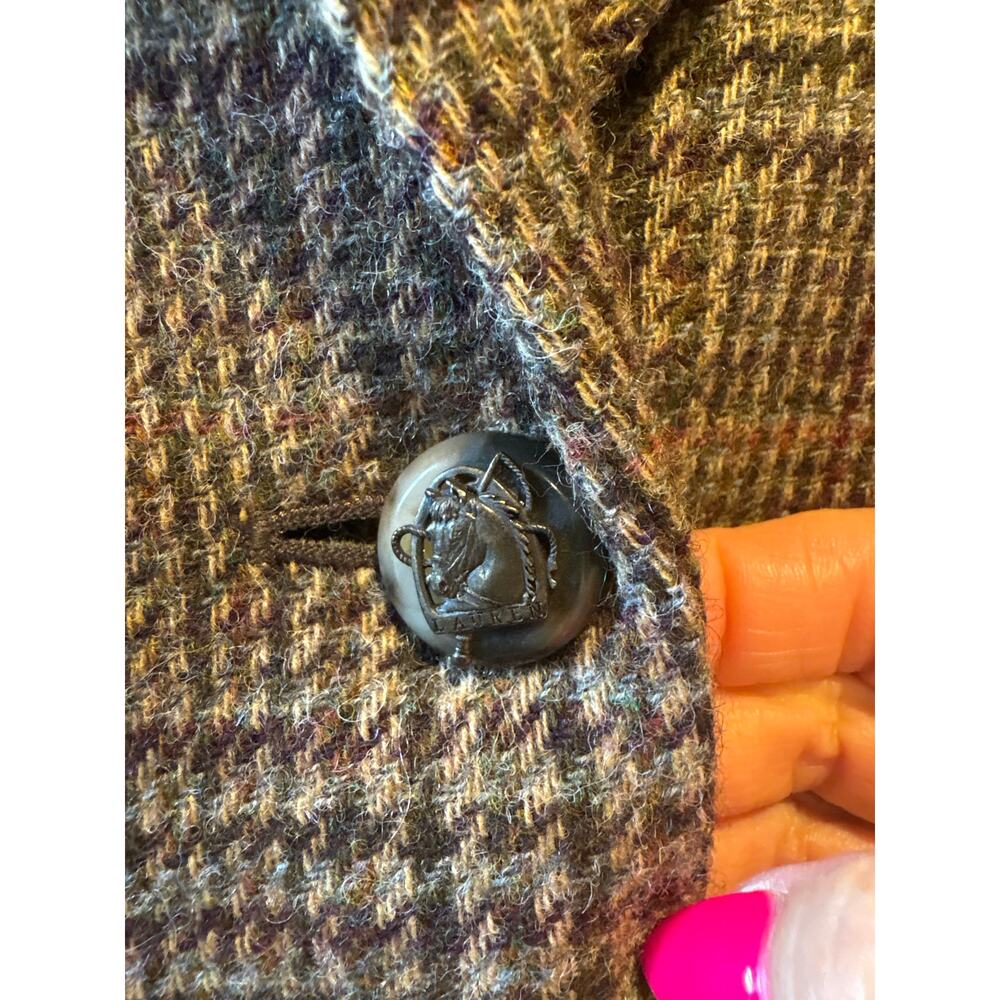 NWT Lauren Ralph Lauren women's glen plaid wool vintage equestrian blazer 4 - Picture 6 of 13